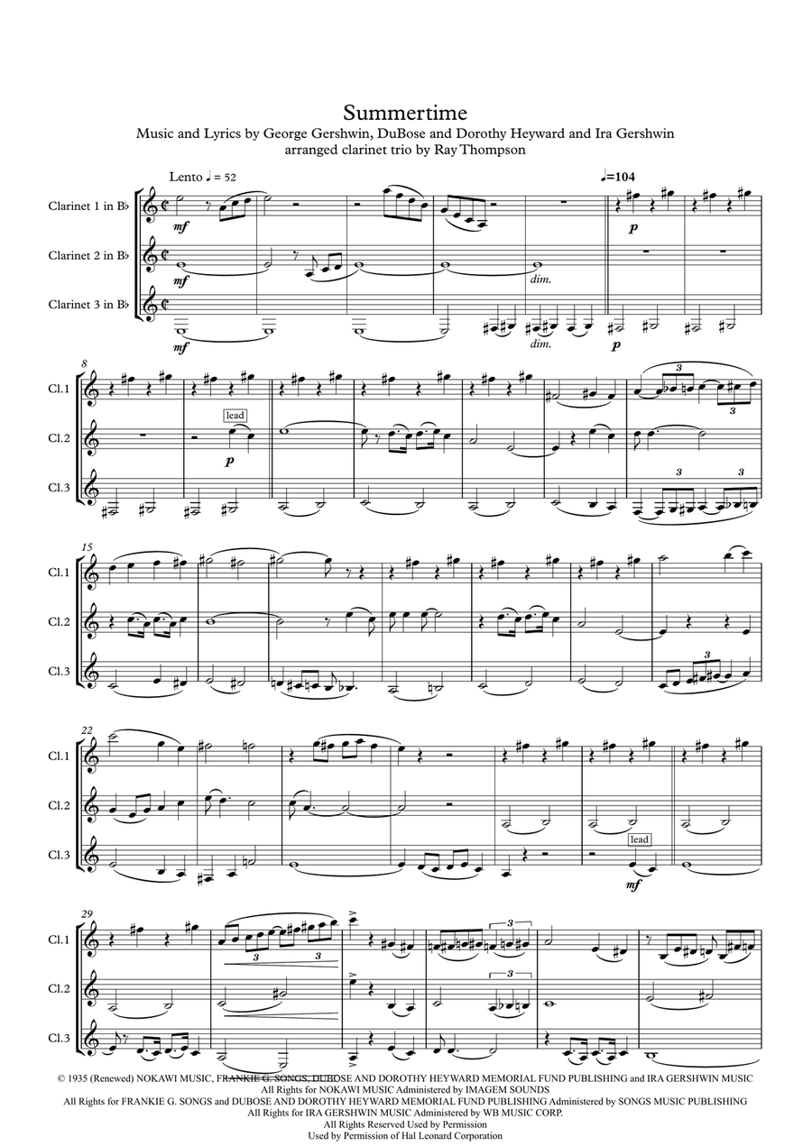 Summertime Summertime Clarinet Trio scores gallery preview page 1