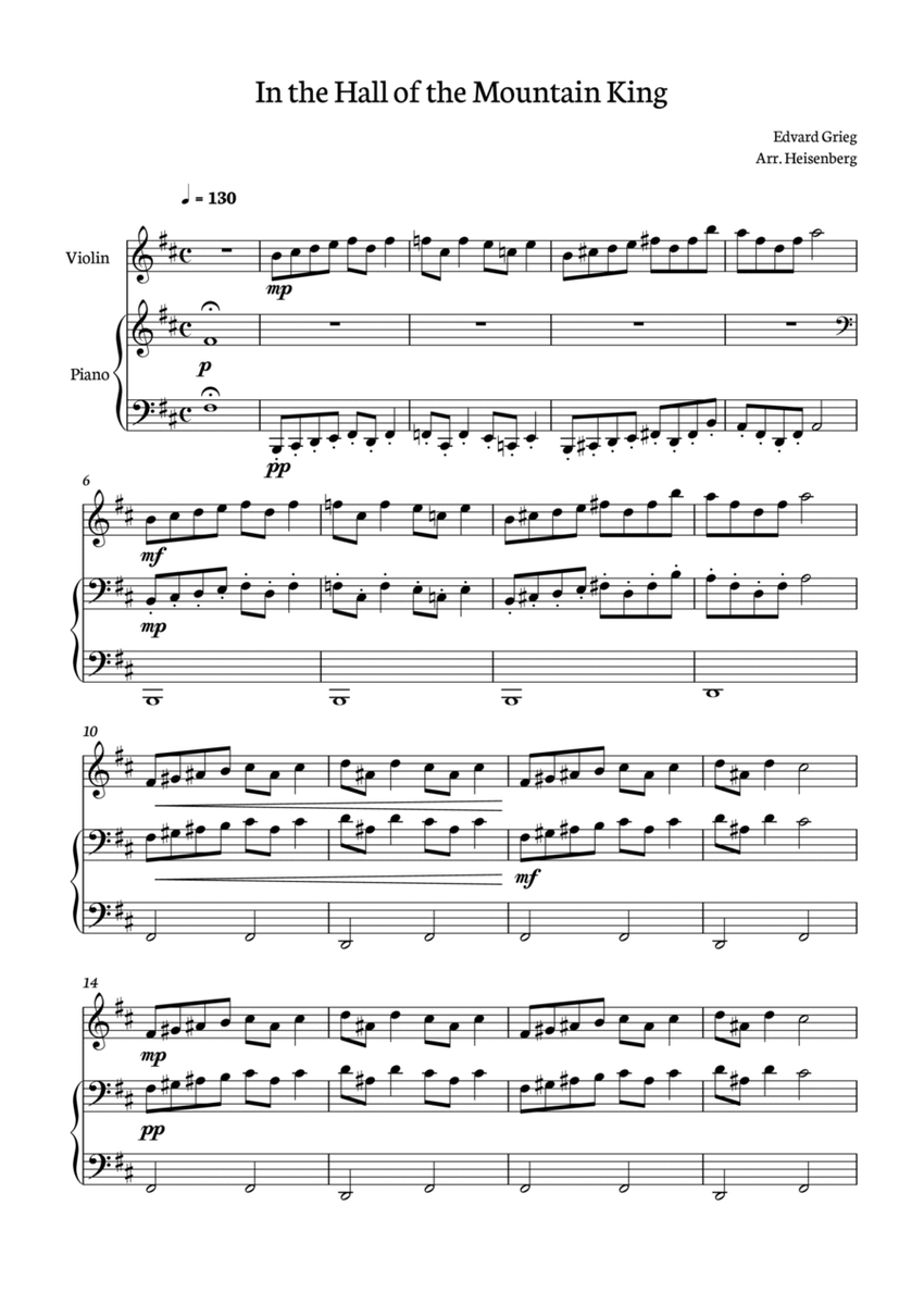 In The Hall of The Mountain King for violin with piano image number null