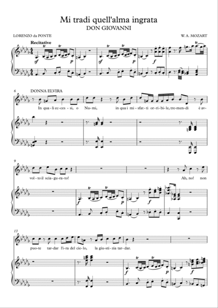 Mi tradi quell'alma ingrata - Don Giovanni (Db Major) Soprano Voice scores gallery preview page 2