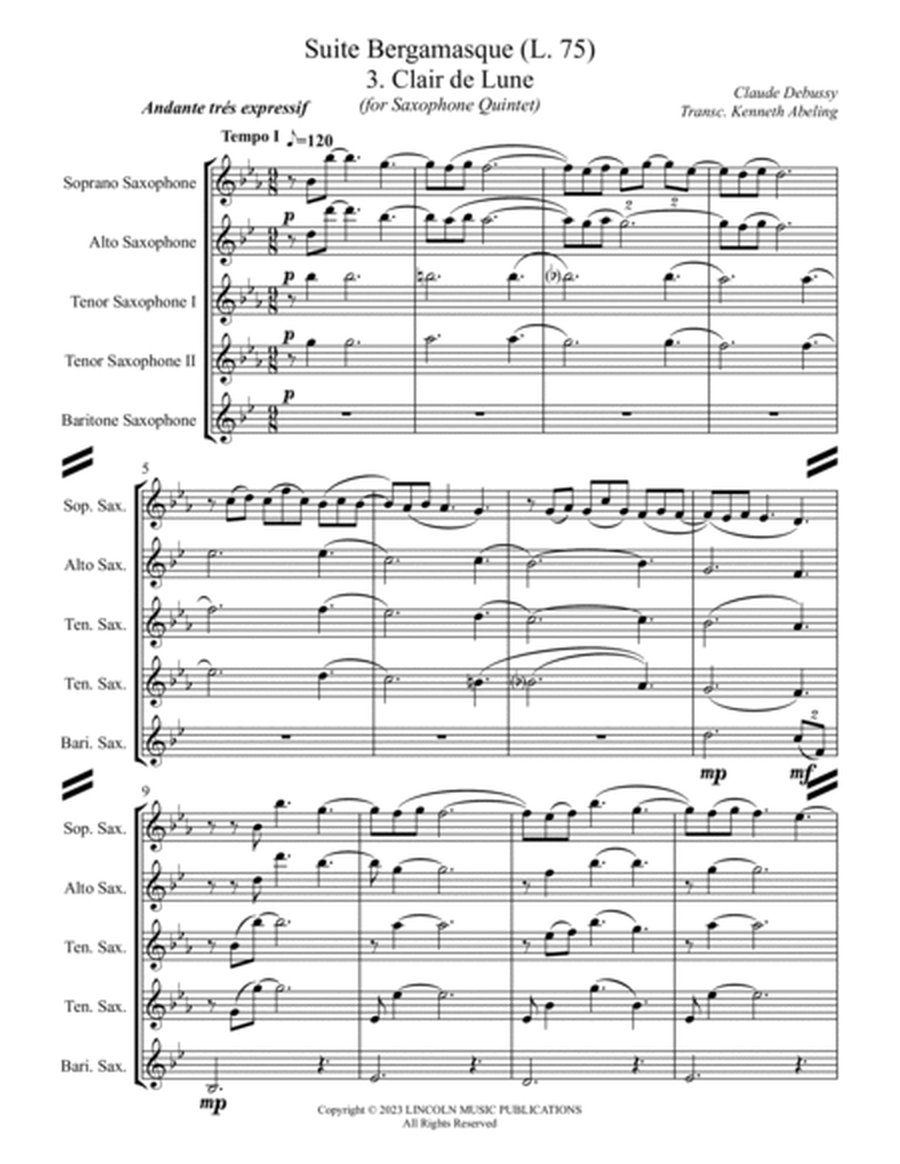 Clair de Lune (for Saxophone Quintet SATTB) image number null