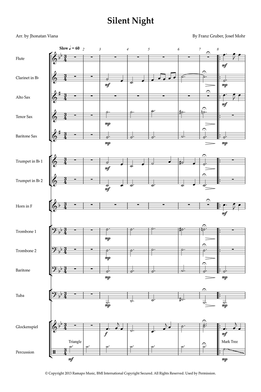 Silent Night Silent Night Concert Band scores gallery preview page 1