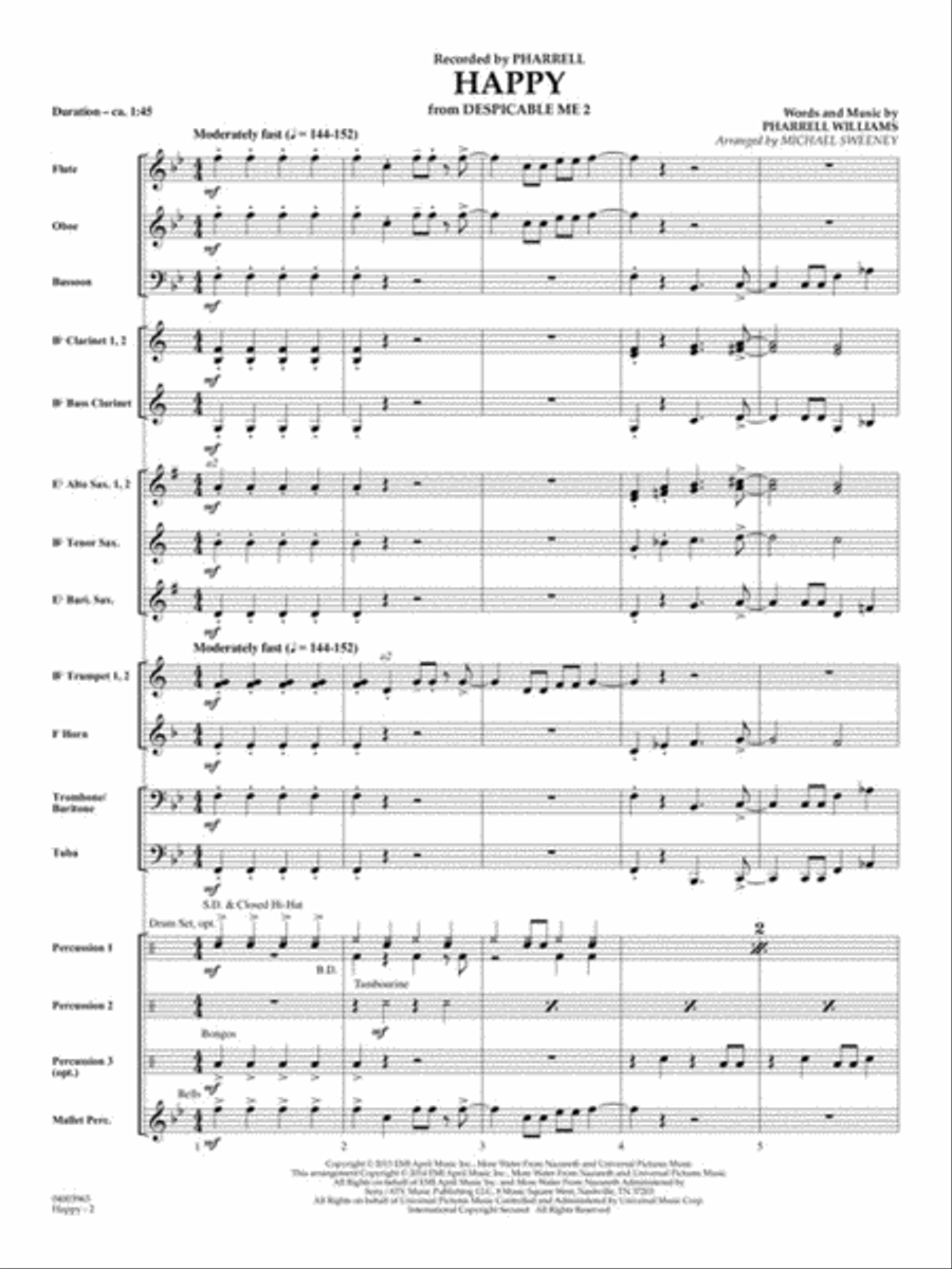Happy (from “Despicable Me 2”) Concert Band scores gallery preview page 3