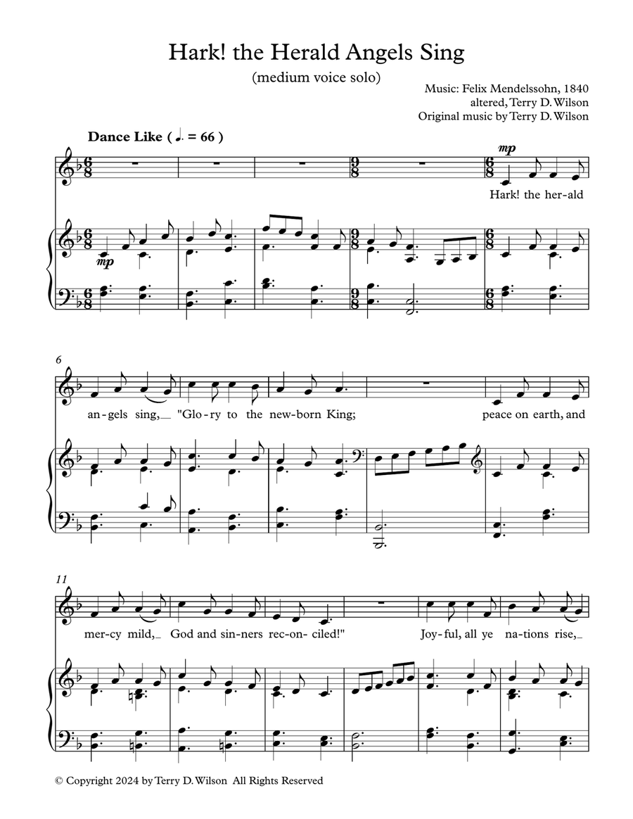Bundle of 3 Titles: Hark the Herald Angels Sing, Away in a Manger, and On Jordan's Bank Voice scores gallery preview page 1