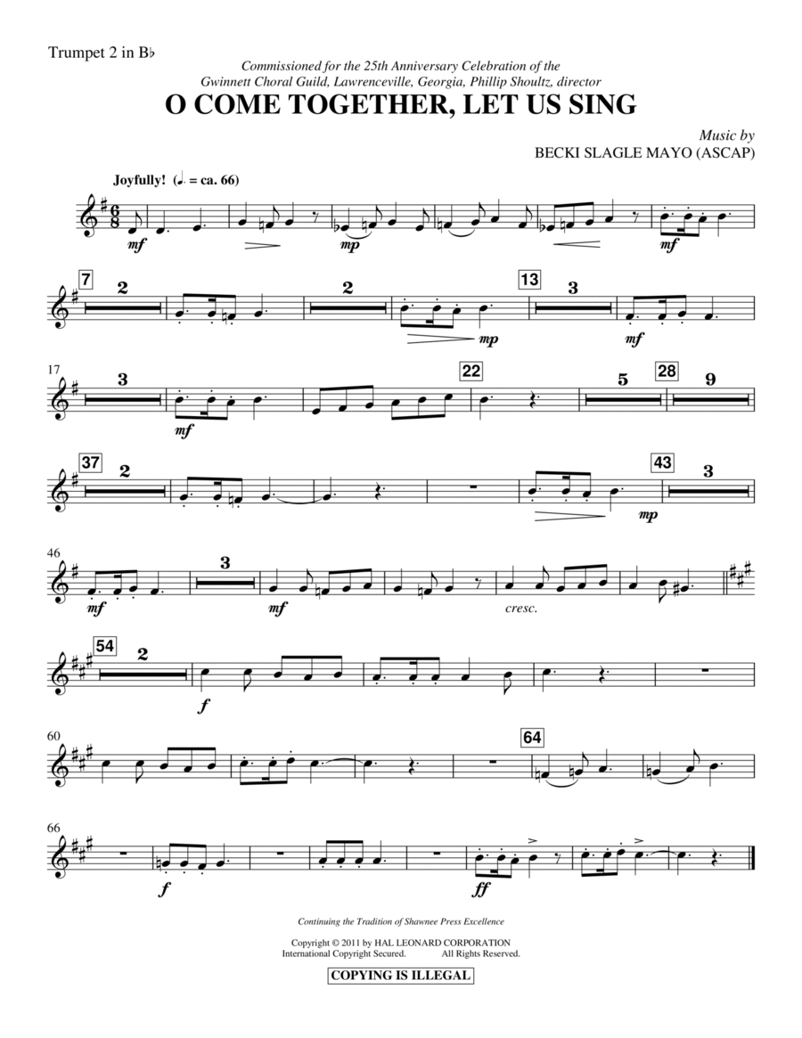O Come Together, Let Us Sing - Trumpet 2 in Bb Choir scores gallery preview page 1
