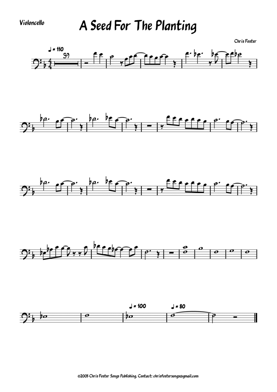 A Seed For The Planting - Cello Part Cello Solo scores gallery preview page 1