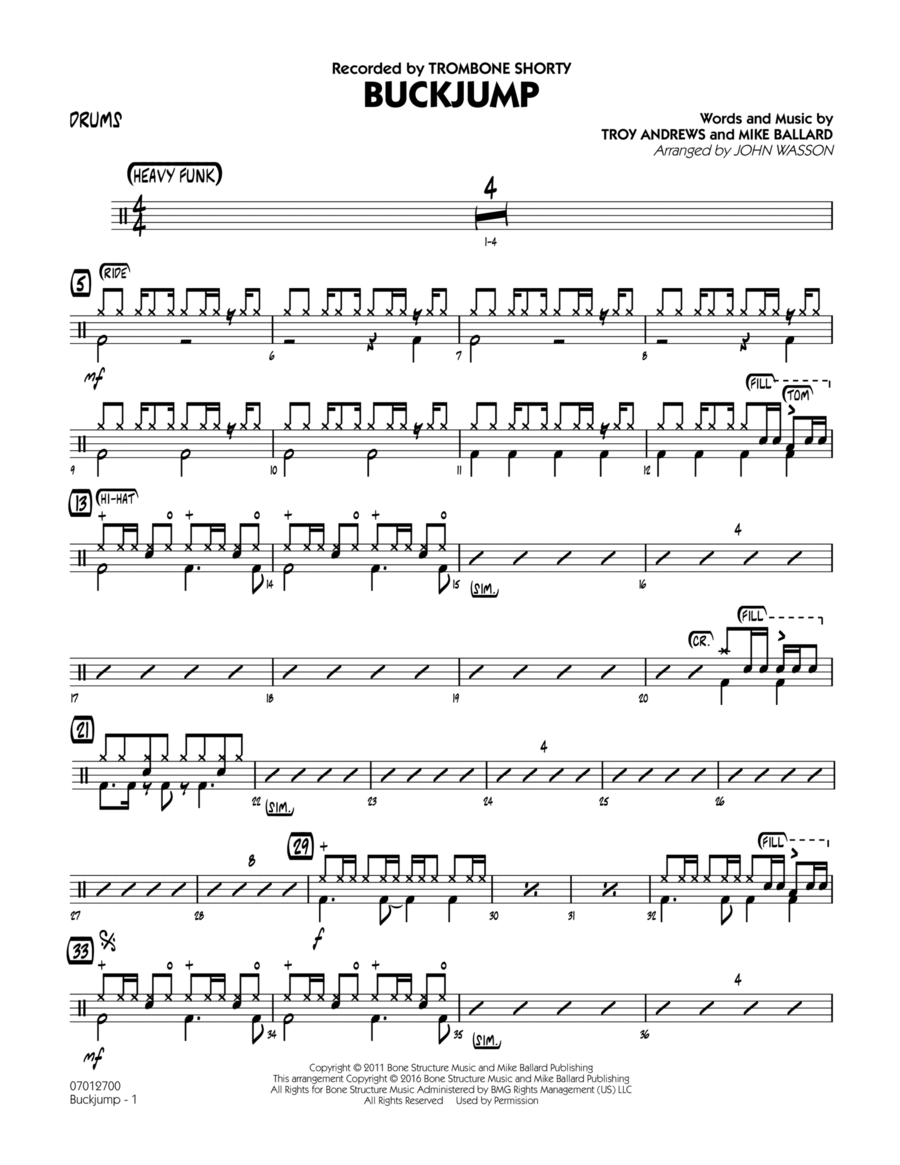 Buckjump - Drums Drums scores gallery preview page 1