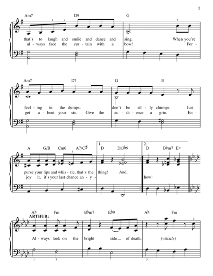 Always Look On The Bright Side Of Life (from Monty Python's Spamalot) Easy Piano scores gallery preview page 3