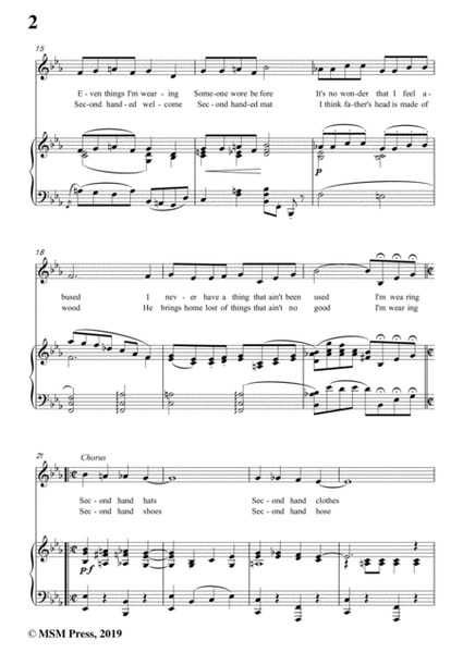 James F. HanleY-Second Hand Rose,in E flat Major,for Voice&Piano image number null