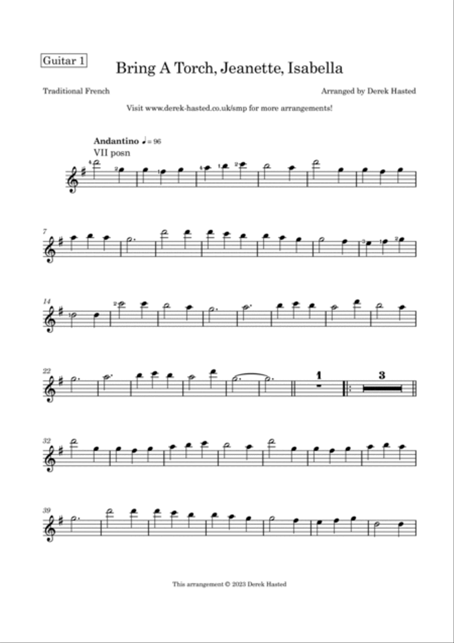 Bring A Torch, Jeanette, Isabella - Guitar Trio Guitar Ensemble scores gallery preview page 4