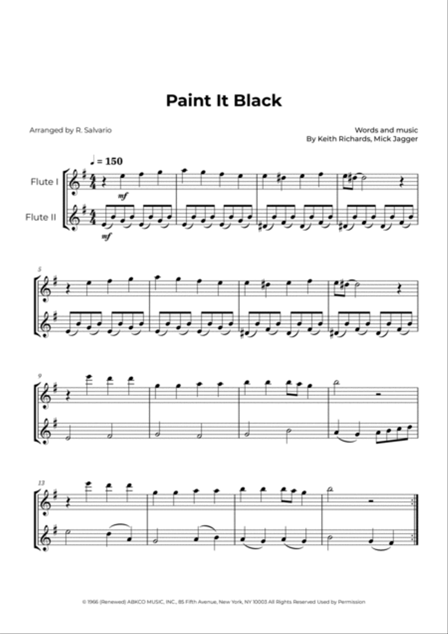Paint It, Black Flute Duet scores gallery preview page 2