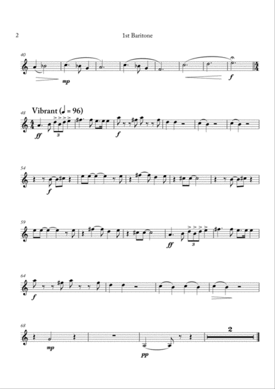 Carson Cooman: Pittsburgh Rhapsody (2008) for brass band, 1st baritone part Brass Band scores gallery preview page 2