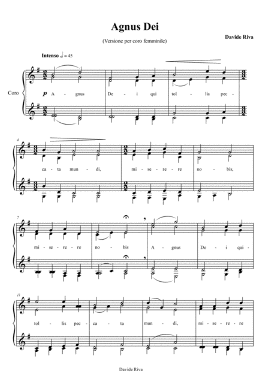 Agnus Dei SSAA scores gallery preview page 1
