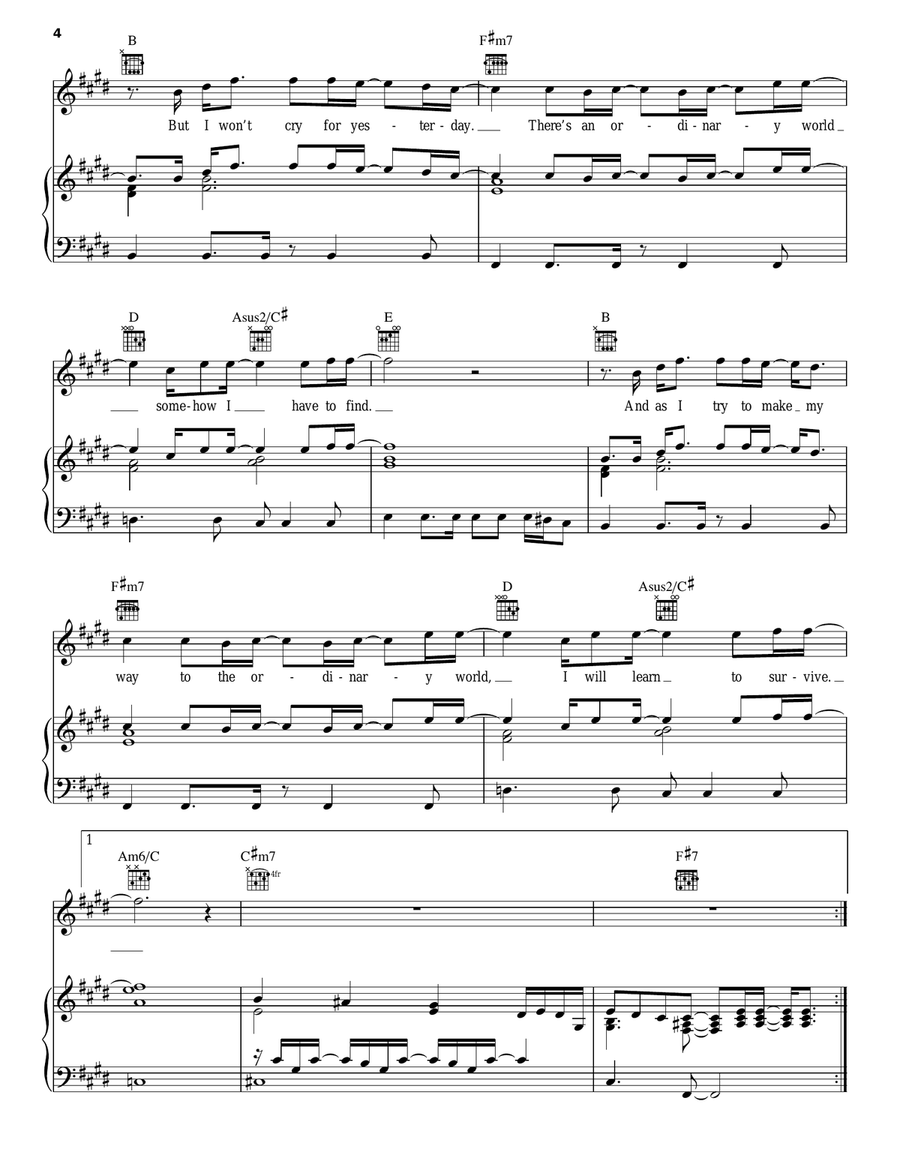 Ordinary World Piano, Vocal, Guitar scores gallery preview page 4