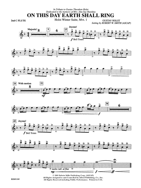 On This Day Earth Shall Ring (Holst Winter Suite, Mvt. I): 2nd Flute