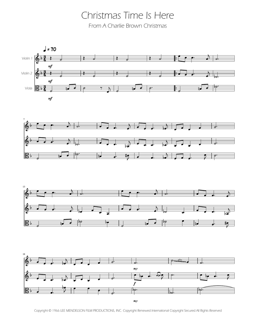 Christmas Time Is Here String Trio scores gallery preview page 1