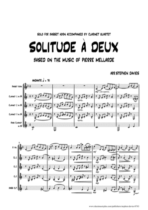 Book cover for 'Solitude A Deux' based on the music by Pierre Mellarde for Solo Basset Horn & Clarinet Quartet