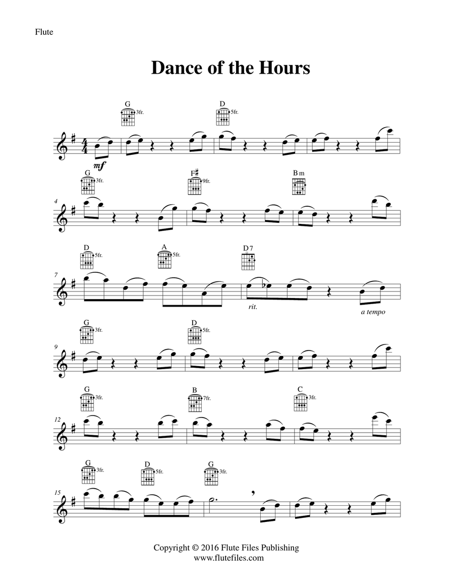 Dance of the Hours - Flute Solo with Guitar Chords Chamber Music scores gallery preview page 3