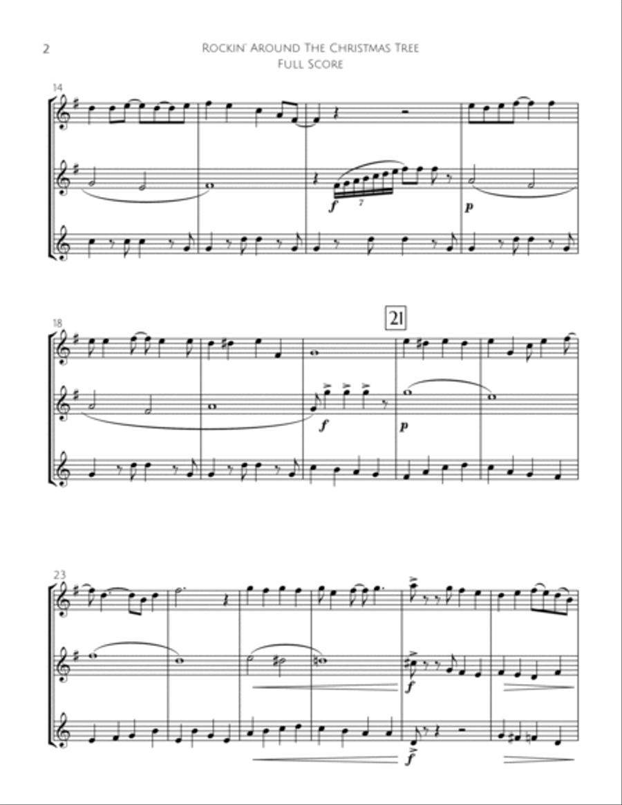 Rockin' Around The Christmas Tree Woodwind Trio scores gallery preview page 3