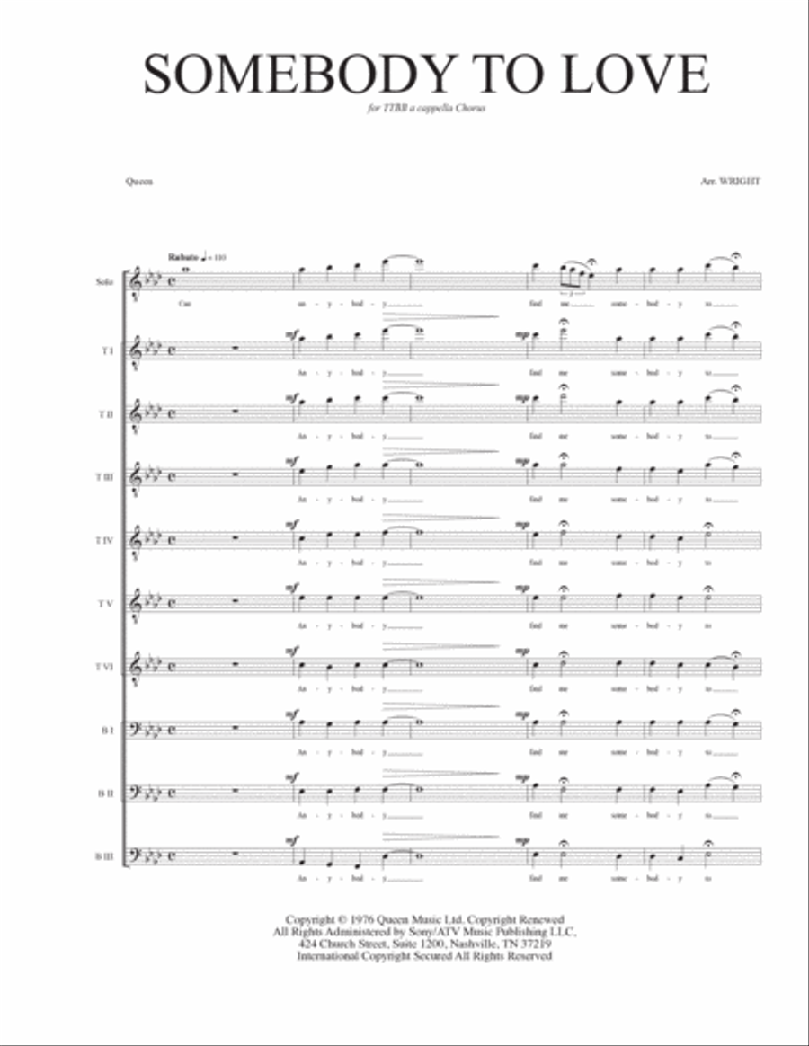 Somebody To Love TTBB scores gallery preview page 2