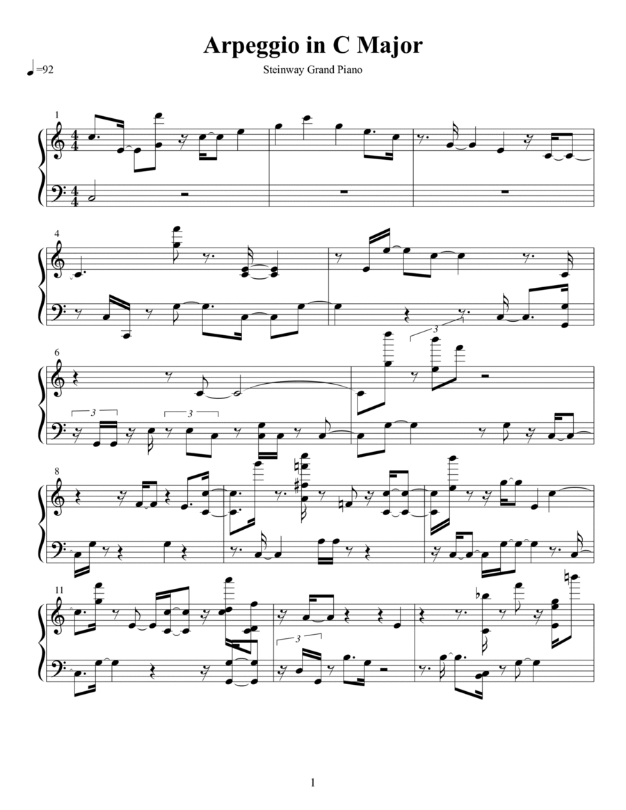 Arpeggio in C Major Piano Solo scores gallery preview page 1