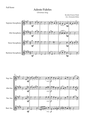 Adeste Fideles (Christmas Song) for Saxophone Quartet