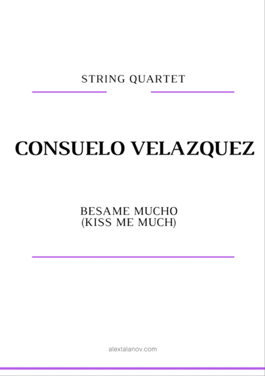 Besame Mucho (Kiss Me Much) String Quartet scores gallery preview page 1