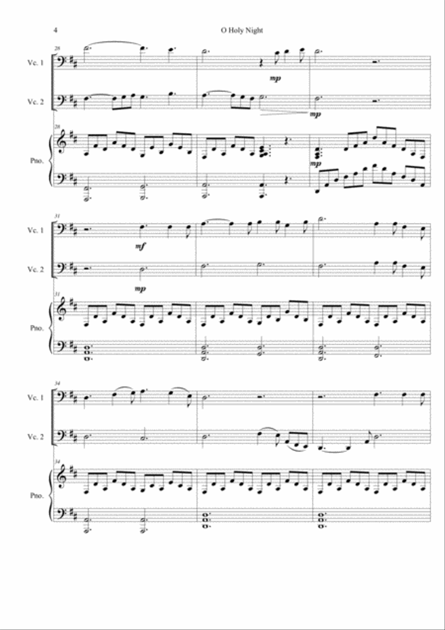 O Holy Night(for 2 Cellos and Piano) String Orchestra scores gallery preview page 4