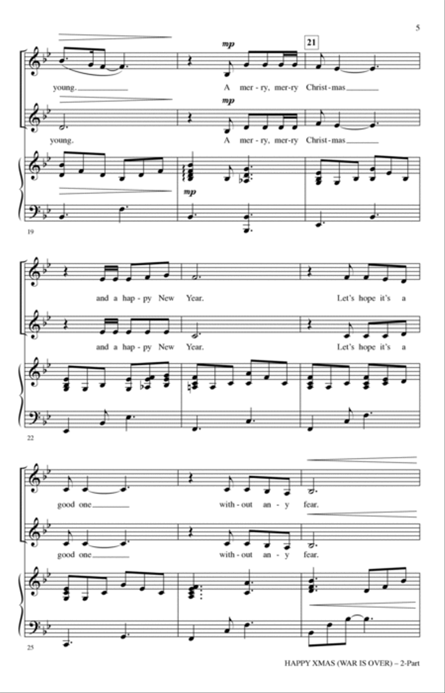 Happy Xmas (War Is Over) (arr. Jill Gallina) 2-Part scores gallery preview page 3