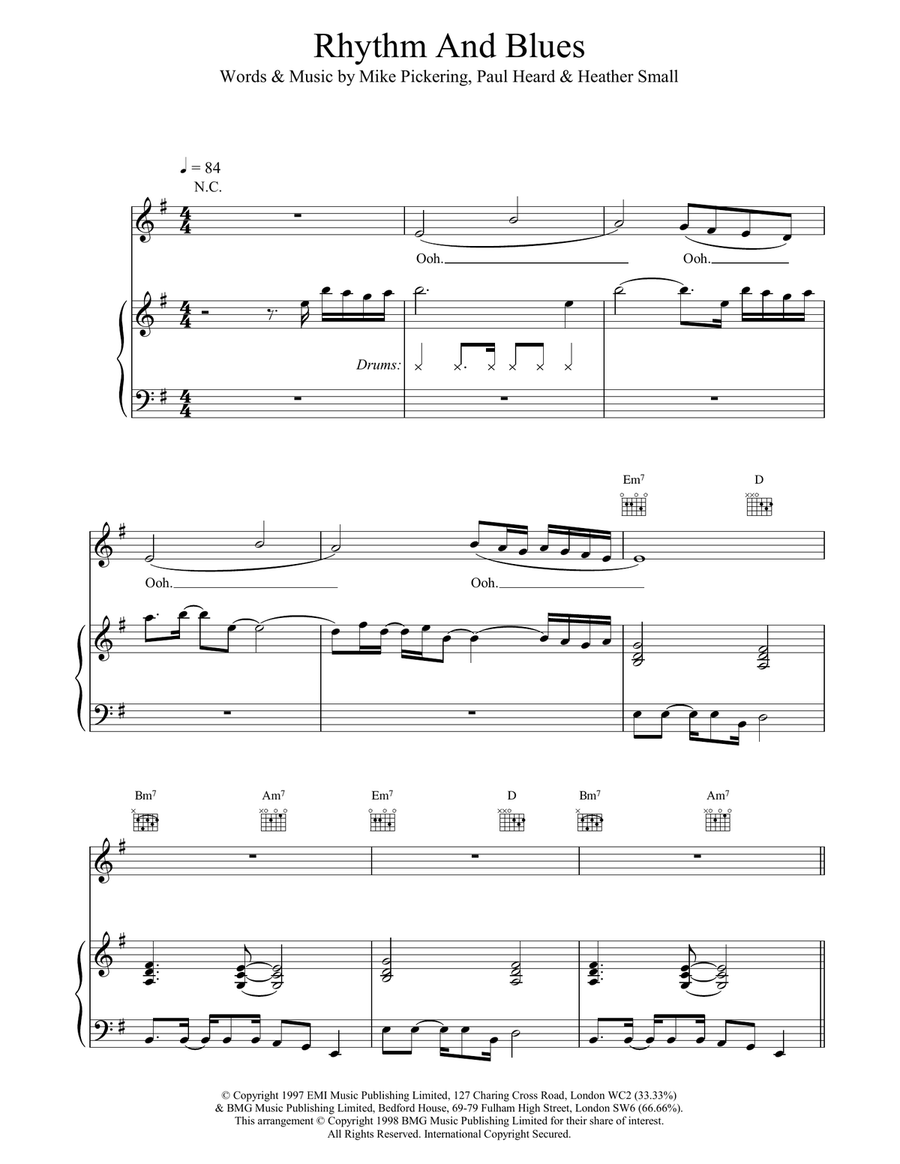 Rhythm And Blues Piano, Vocal, Guitar scores gallery preview page 1