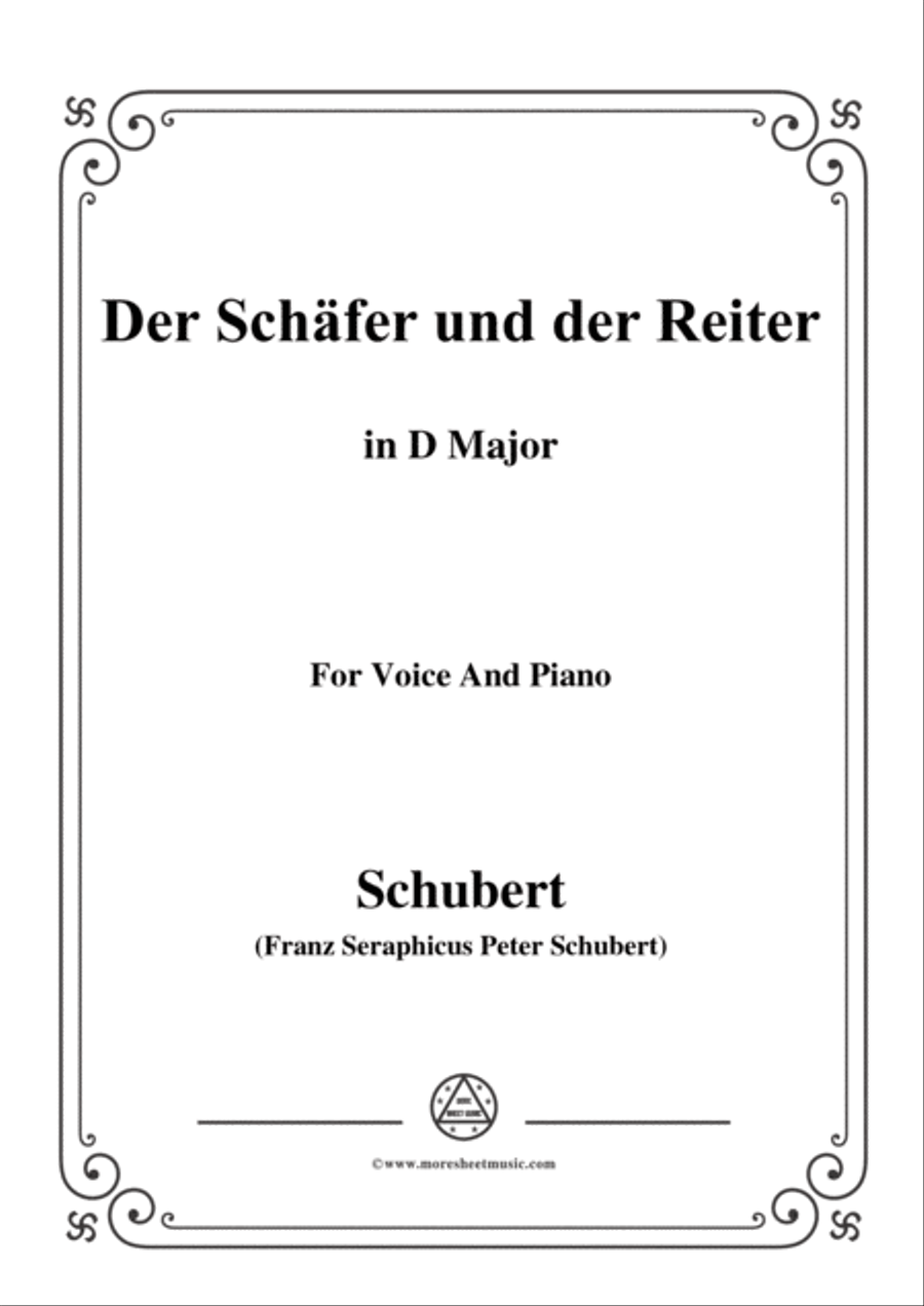 Schubert-Der Schäfer und der Reiter,in D Major,Op.13 No.1,for Voice and Piano Voice Solo scores gallery preview page 1