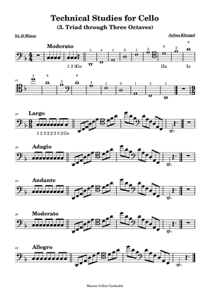 Technical Studies for Cello - D minor (Triad through Three Octaves)