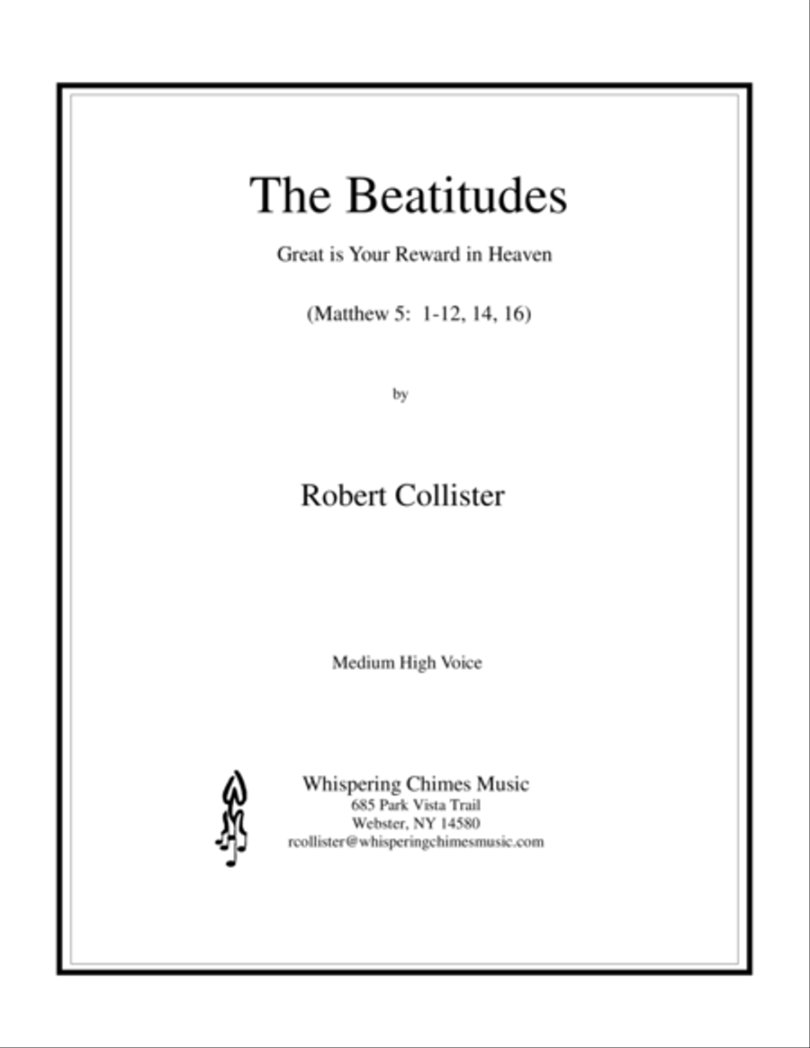 The Beatitudes (Great is Your Reward in Heaven) (medium high voice) The Beatitudes (Great is Your Reward in Heaven) (medium high voice) High Voice scores gallery preview page 1