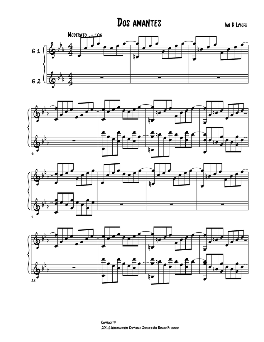 DOS AMANTES DOS AMANTES Guitar Solo scores gallery preview page 1