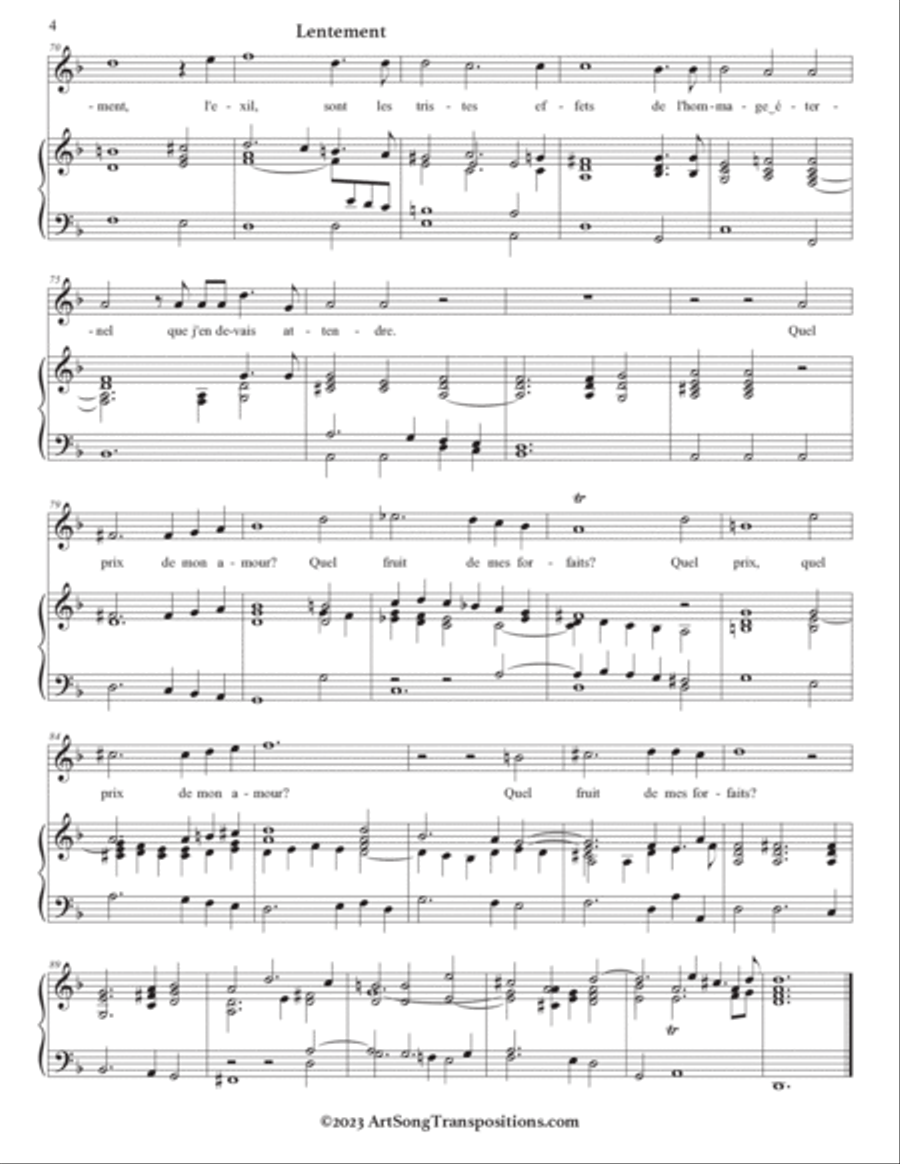 CHARPENTIER: Quel prix de mon amour (transposed to D minor, C-sharp minor, and C minor) Voice scores gallery preview page 5