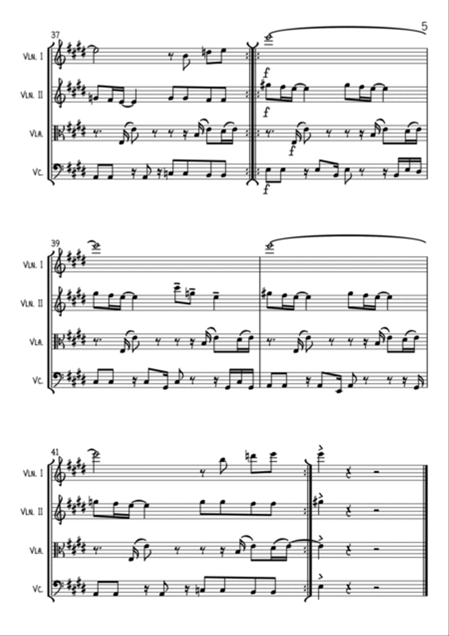 Lovely Day Lovely Day String Quartet scores gallery preview page 5
