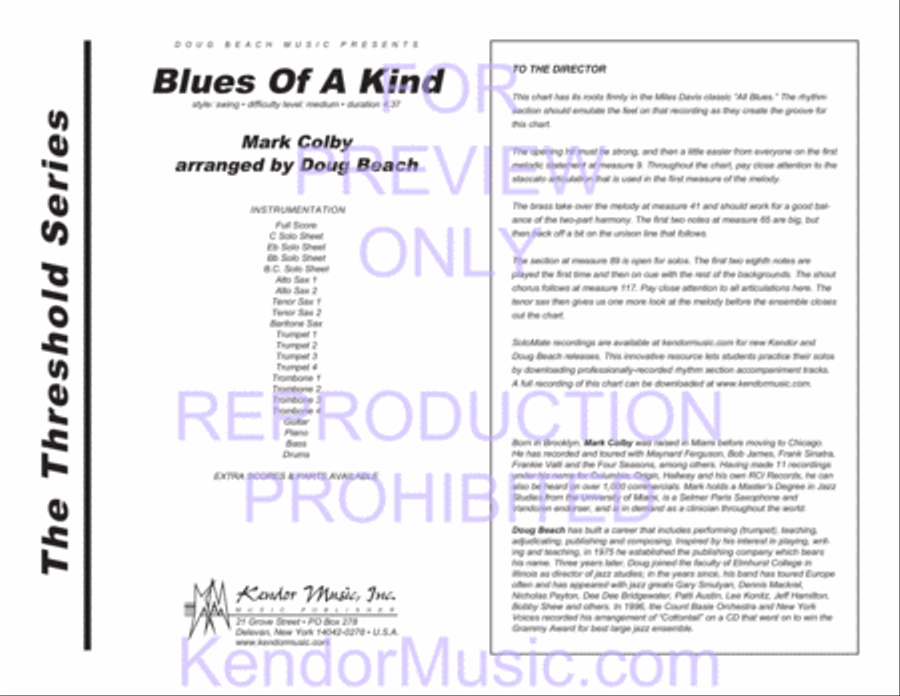 Blues Of A Kind (Full Score) Jazz Ensemble scores gallery preview page 2