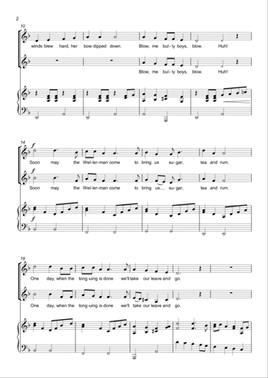 Wellerman - Sea Shanty - Two part choir - SA - Upper Voices SA scores gallery preview page 2