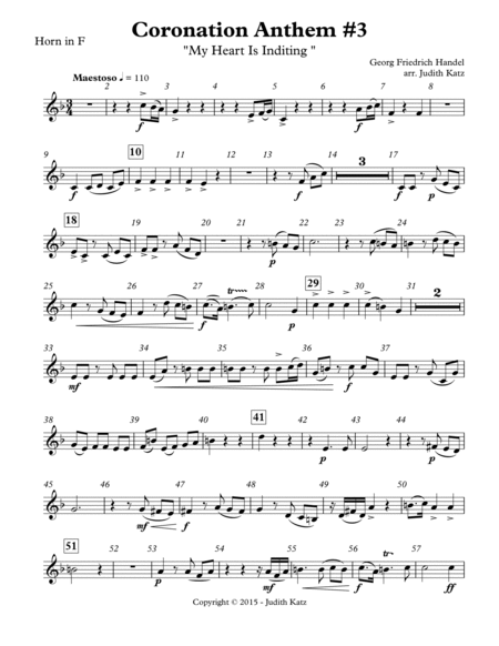 Coronation Anthem #3 - "My Heart Is Inditing" - for brass quintet - Set of Parts