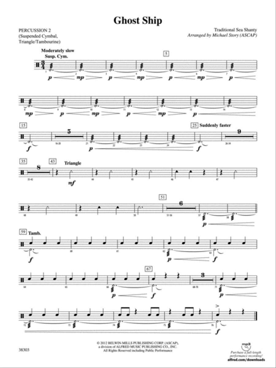 Ghost Ship: 2nd Percussion Concert Band scores gallery preview page 1