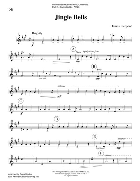 Intermediate Music for Four, Christmas - Part 2 for Bb Clarinet