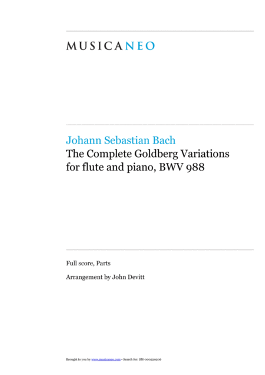 The Complete Goldberg Variations for Flute & Piano Woodwind Duet scores gallery preview page 1