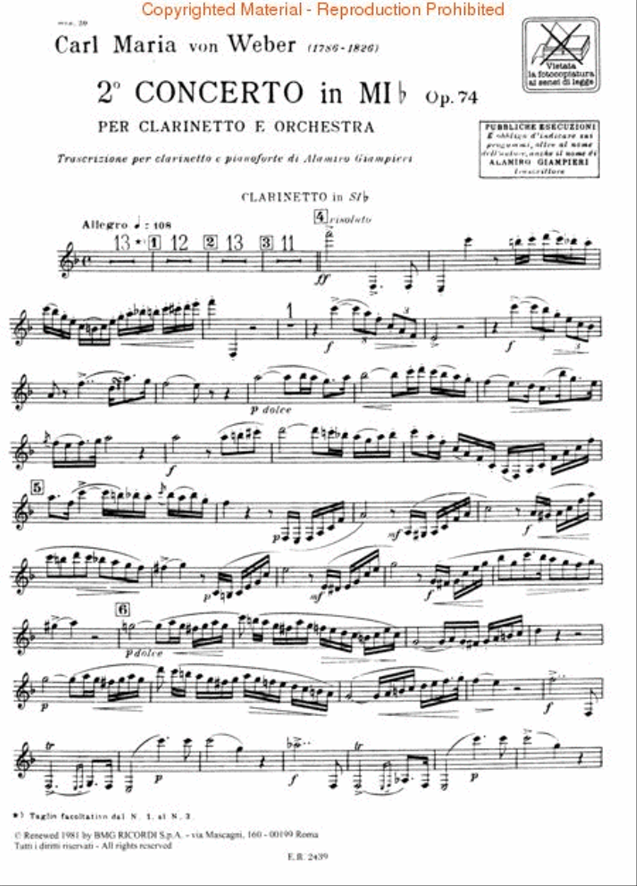 Concerto No. 2, Op. 74 in E Flat Clarinet Solo scores gallery preview page 2