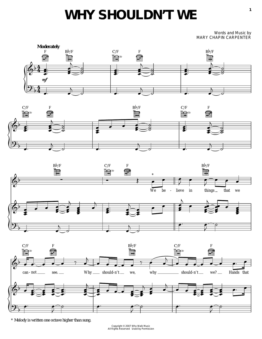 Why Shouldn't We Piano, Vocal, Guitar scores gallery preview page 1