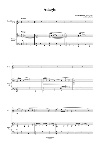 Adagio - Albinoni (for Bass Clarinet and Piano/Organ) image number null