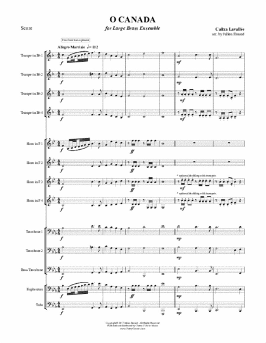 O Canada for Large Brass Ensemble Score scores gallery preview page 2