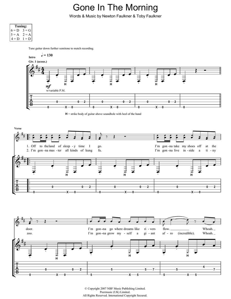 Gone In The Morning Acoustic Guitar scores gallery preview page 1