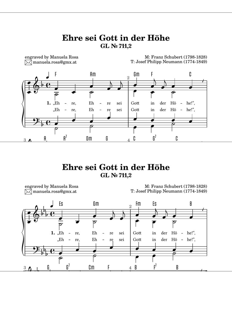 Ehre sei Gott in der Höhe (Gotteslob 711 Nr. 2) Piano Method scores gallery preview page 1