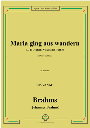 Book cover for Brahms-Maria ging aus wandern,WoO 33 No.14,in a minor,for Voice&Piano
