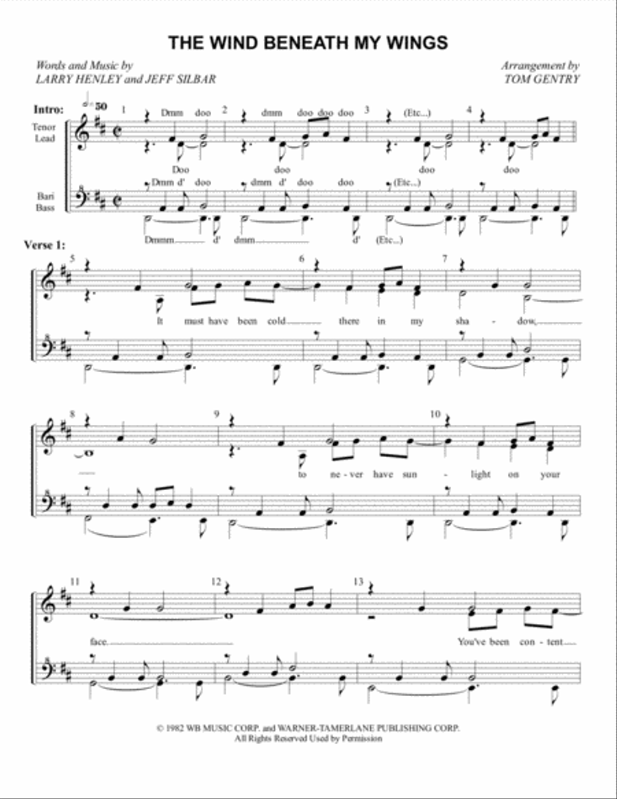 The Wind Beneath My Wings SSAA scores gallery preview page 1
