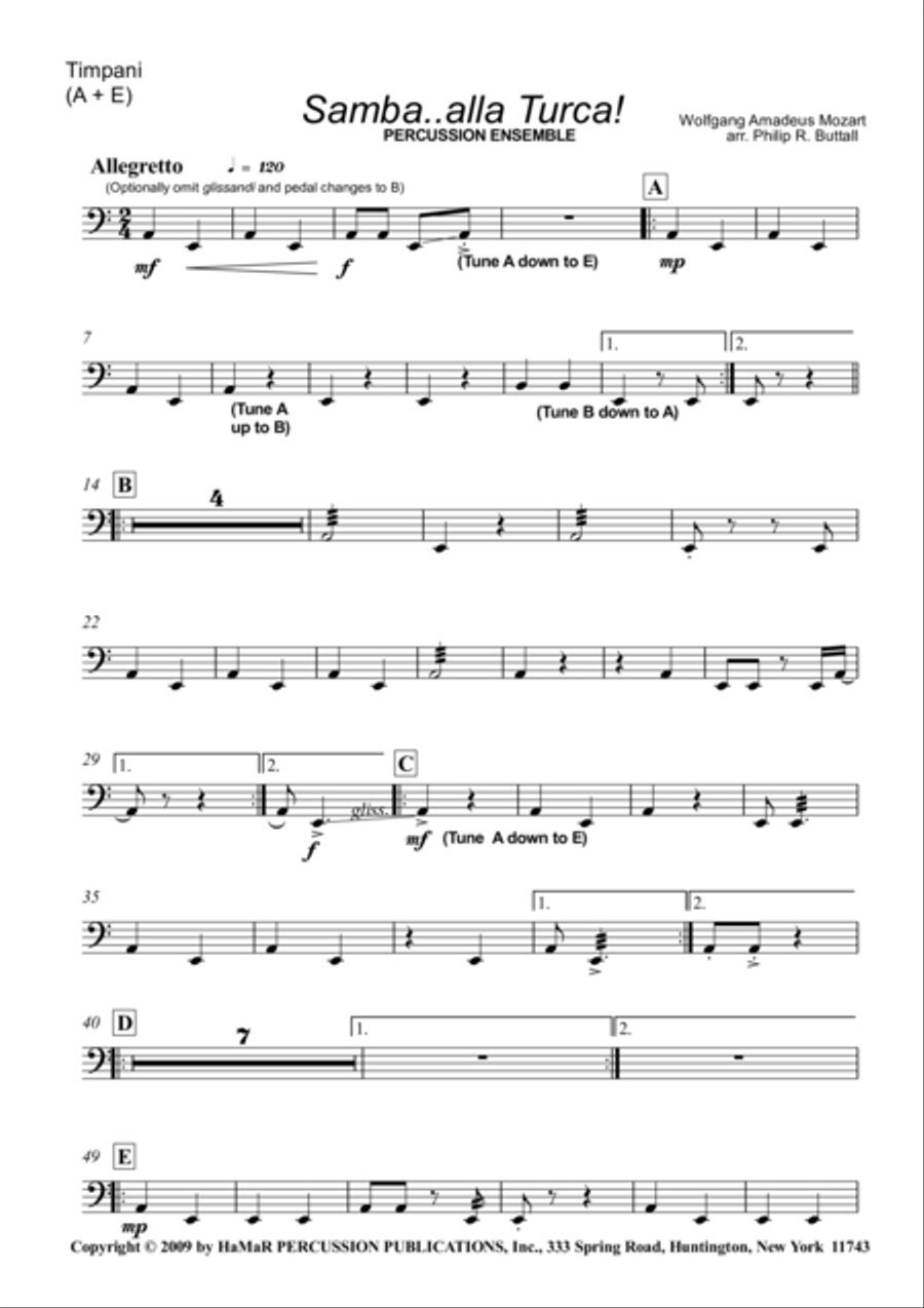 Samba. . .alla Turca! For Percussion Ensemble Percussion Ensemble scores gallery preview page 1